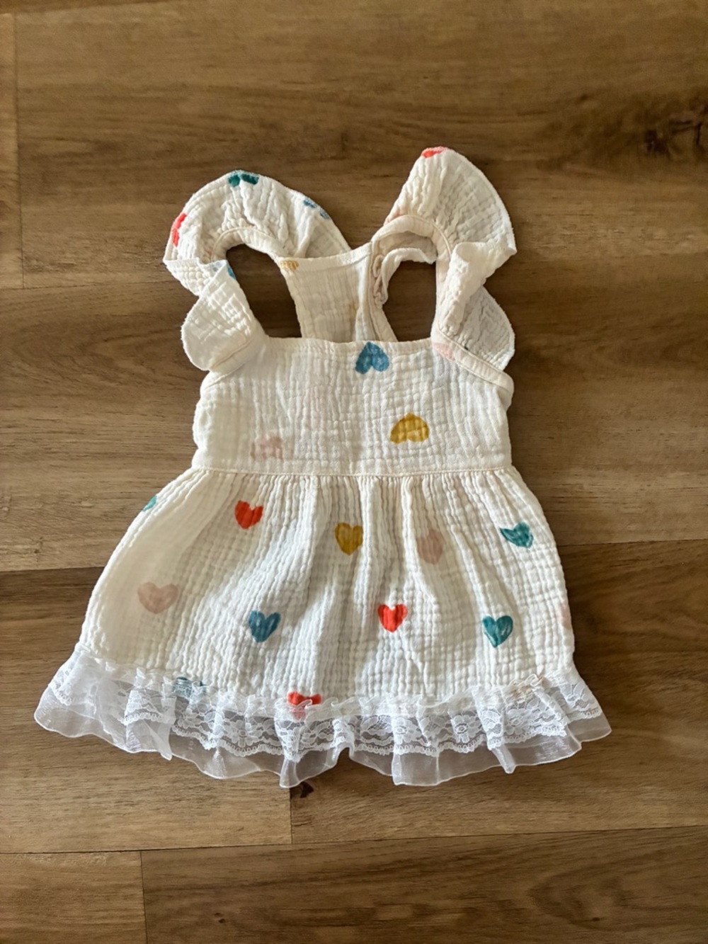 Small Dog Heart Dress Ruffle Lace Pet Outfit 10 lb EUC